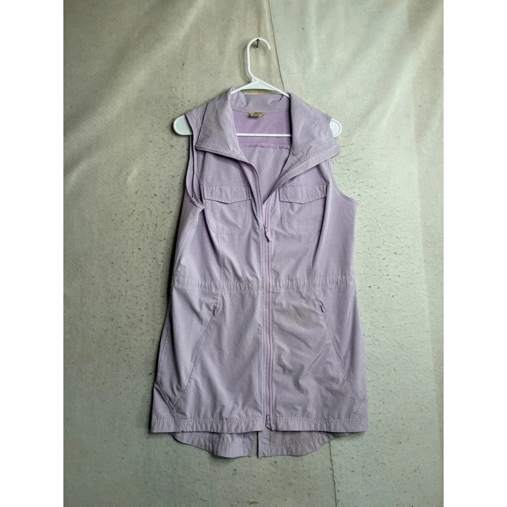 Duluth Trading Co Womens Purple Striped Utility Vest Mesh Back Hiking Travel S